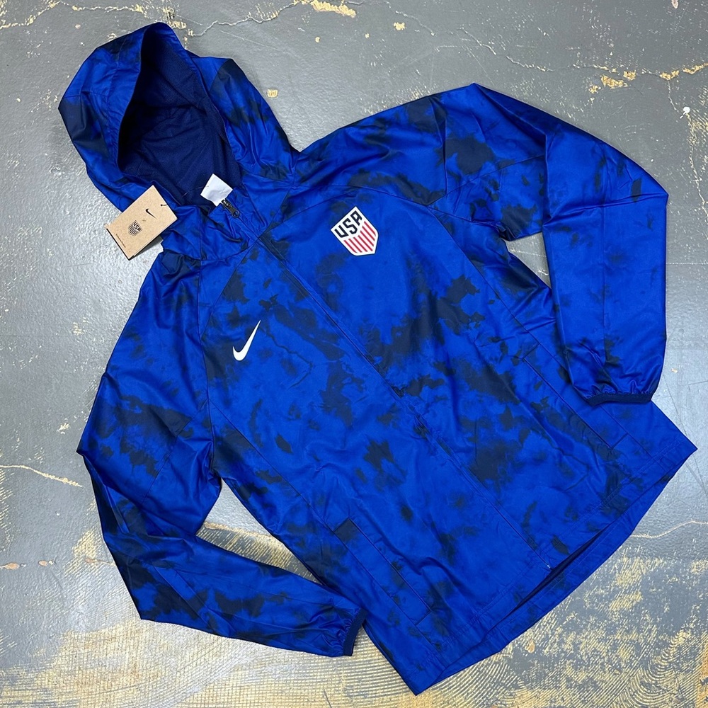 Nike USMNT Soccer Full Zip Hooded Jacket DN1084-452 Medium Royal Blue USA